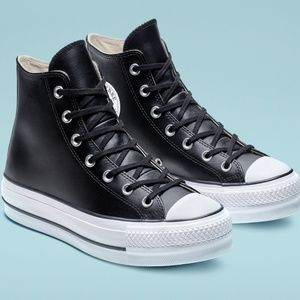 Clean Leather Platform Chuck Taylor All Star in Black